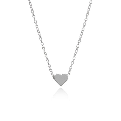 Classic Heart 18K White Gold Plated Necklace in 18K White Gold Plated ITALY Design