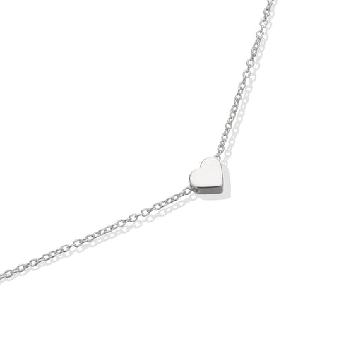 Classic Heart 18K White Gold Plated Necklace in 18K White Gold Plated ITALY Design