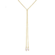 Double Pearl Lariant 18K Gold Plated Necklace in 18K Gold Plated ITALY Design