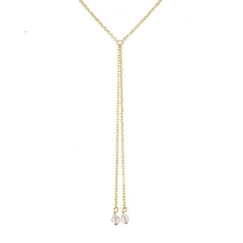 Double Pearl Lariant 18K Gold Plated Necklace in 18K Gold Plated ITALY Design