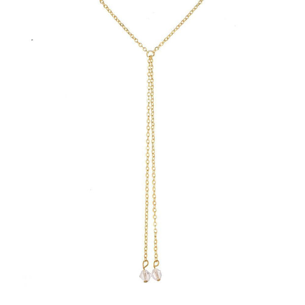 Double Pearl Lariant 18K Gold Plated Necklace in 18K Gold Plated ITALY Design