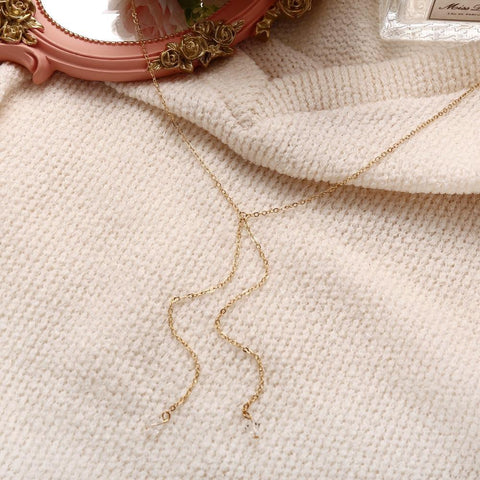 Double Pearl Lariant 18K Gold Plated Necklace in 18K Gold Plated ITALY Design