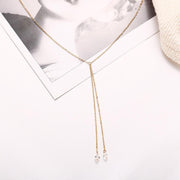 Double Pearl Lariant 18K Gold Plated Necklace in 18K Gold Plated ITALY Design