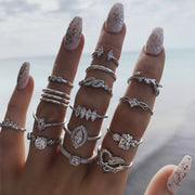 15 Piece Halo Pave Ring Set With ® Crystals 18K White Gold Plated Ring in 18K White Gold Plated