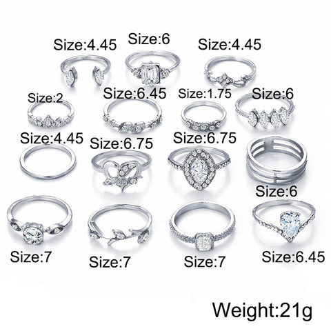 15 Piece Halo Pave Ring Set With ® Crystals 18K White Gold Plated Ring in 18K White Gold Plated