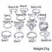 11-Piece Minimalist Bohemian Pav'e Ring Set in 18K Gold Plating