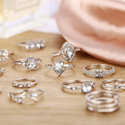 15 Piece Halo Pave Ring Set With ® Crystals 18K White Gold Plated Ring in 18K White Gold Plated
