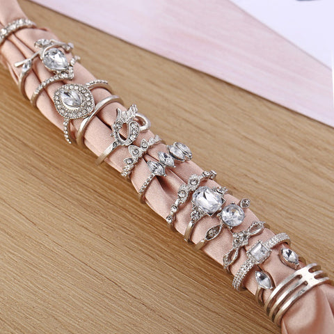 15 Piece Halo Pave Ring Set With ® Crystals 18K White Gold Plated Ring in 18K White Gold Plated