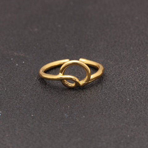14K Gold Plating Sleek Initial Curved Adjustable Ring ITALY Design
