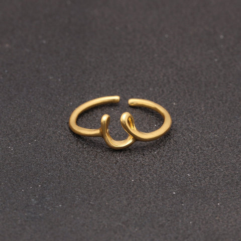 14K Gold Plating Sleek Initial Curved Adjustable Ring ITALY Design
