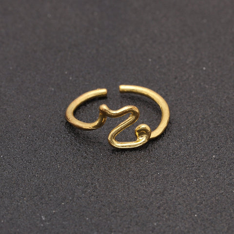 14K Gold Plating Sleek Initial Curved Adjustable Ring ITALY Design