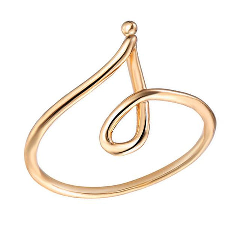 14K Gold Plating Sleek Initial Curved Adjustable Ring ITALY Design