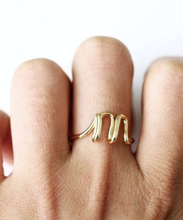 Initial Monogram Ring 18K Gold Plated available A-Z ITALY Design
