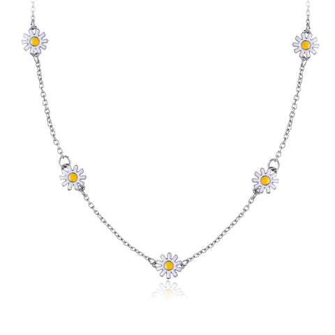 3 Piece Daisy Flower Jewelry Set 18K White Gold Plated Set in 18K White Gold Plated ITALY Design