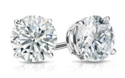 White Topaz  Crystal 6mm Stud Earring 14K White Gold Plated - 1.00 CT