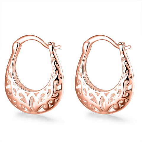 Filigree Leverback French Lock Earringin 18K Rose Gold Plated, Earring, ALILY , ALILY   jewelryjewelry deals, swarovski crystal jewelry, groupon jewelry,, jewelry for mom, 