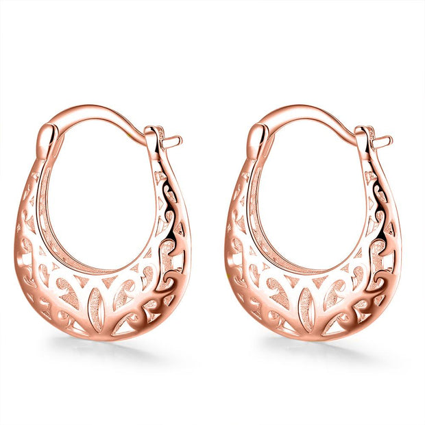 Filigree Leverback French Lock Earringin 18K Rose Gold Plated, Earring, ALILY , ALILY   jewelryjewelry deals, swarovski crystal jewelry, groupon jewelry,, jewelry for mom, 