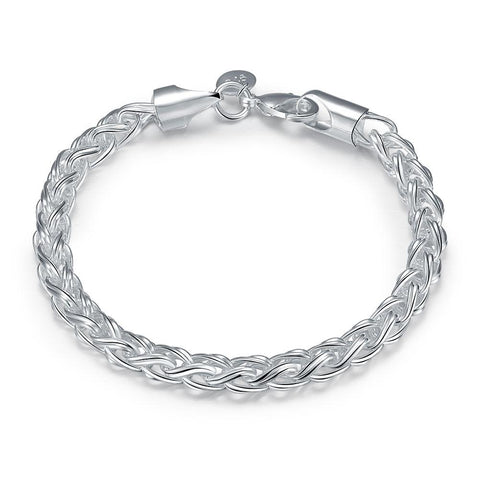 Popcorn Mesh Bracelet in 18K White Gold Plated 7.5"