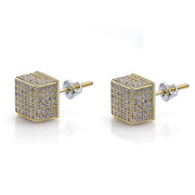 Pave Square Stud Earring Embellished with  Crystals in 18K Gold Plated