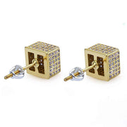 Pave Square Stud Earring Embellished with  Crystals in 18K Gold Plated