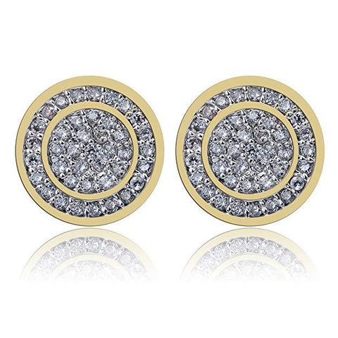 Pave Disc Stud Earring Embellished with  Crystals in 18K Gold Plated