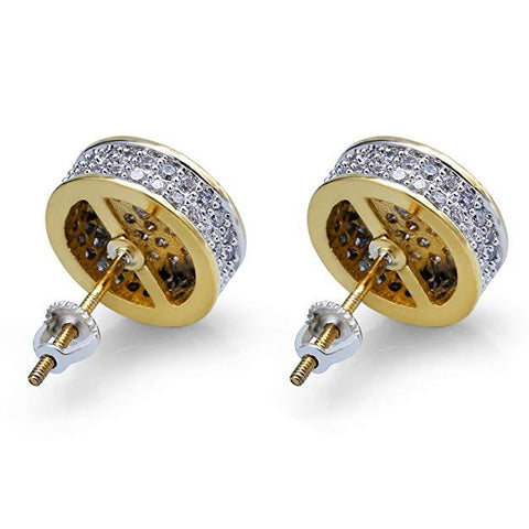Pave Disc Stud Earring Embellished with  Crystals in 18K Gold Plated