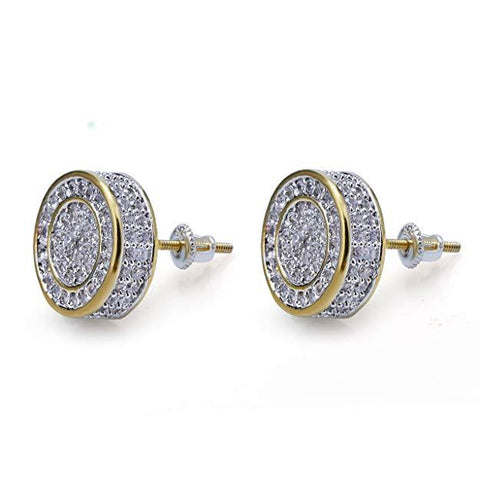 Pave Disc Stud Earring Embellished with  Crystals in 18K Gold Plated