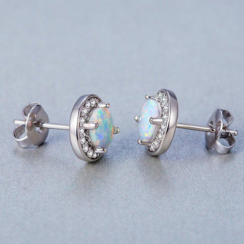 2.00 Ct Opal Created Round Halo Stud Earringin 18K White Gold Plated, Earring, ALILY , ALILY   jewelryjewelry deals, swarovski crystal jewelry, groupon jewelry,, jewelry for mom, 