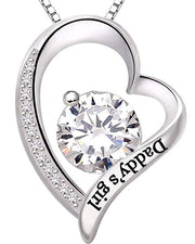"Daddys Girl" Heart Necklace Embellished with Swarovski Crystals in 18K White Gold Plated, Necklace, ALILY , ALILY   jewelryjewelry deals, swarovski crystal jewelry, groupon jewelry,, jewelry for mom, 