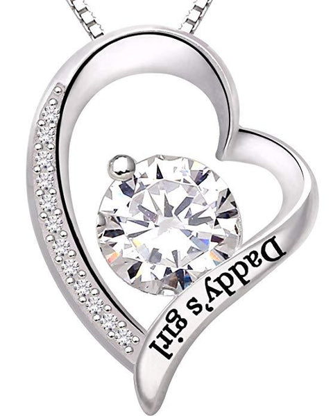 "Daddys Girl" Heart Necklace Embellished with Swarovski Crystals in 18K White Gold Plated, Necklace, ALILY , ALILY   jewelryjewelry deals, swarovski crystal jewelry, groupon jewelry,, jewelry for mom, 
