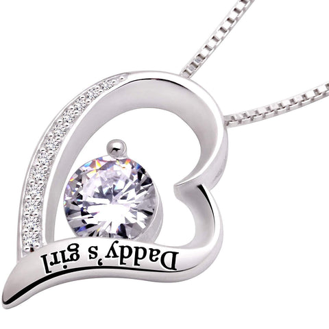 "Daddys Girl" Heart Necklace Embellished with Swarovski Crystals in 18K White Gold Plated, Necklace, ALILY , ALILY   jewelryjewelry deals, swarovski crystal jewelry, groupon jewelry,, jewelry for mom, 