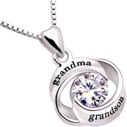"GRANDMA GRANDSON" Heart Necklace Embellished with Swarovski Crystals in 18K White Gold Plated, Necklace, ALILY , ALILY   jewelryjewelry deals, swarovski crystal jewelry, groupon jewelry,, jewelry for mom, 