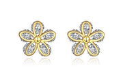 14K Gold Plated White Sapphire Pav'e Paisley Stud Earrings