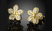 14K Gold Plated White Sapphire Pav'e Paisley Stud Earrings