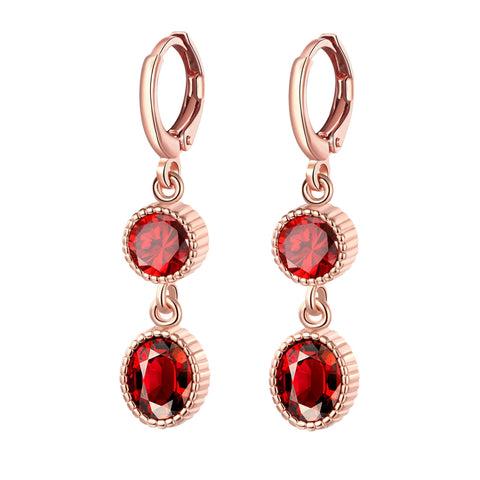 Duo Red Swarovski Elements Drop in 14K Rose Gold, Earring, ALILY , ALILY   jewelryjewelry deals, swarovski crystal jewelry, groupon jewelry,, jewelry for mom, 