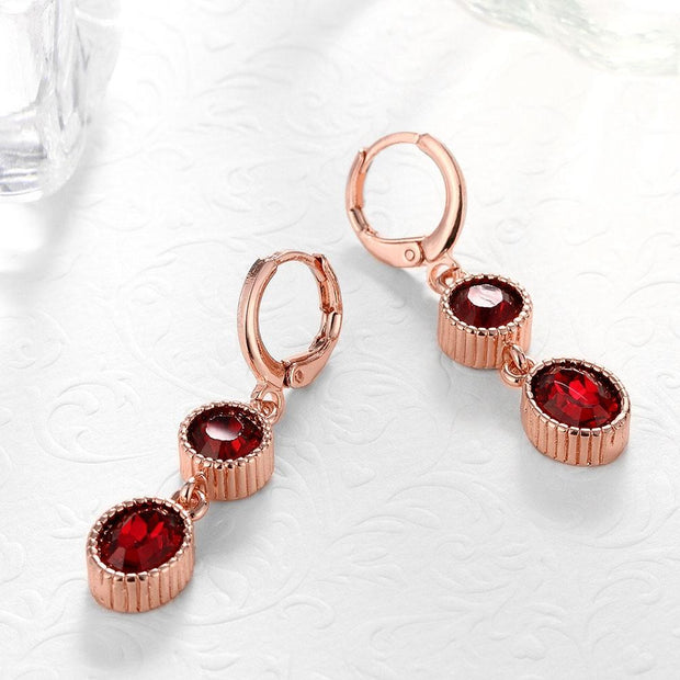 Duo Red Swarovski Elements Drop in 14K Rose Gold, Earring, ALILY , ALILY   jewelryjewelry deals, swarovski crystal jewelry, groupon jewelry,, jewelry for mom, 