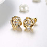 18K Gold Plated Mesh Knot Stud Earrings Made with Swarovski Elements, , ALILY , ALILY   jewelryjewelry deals, swarovski crystal jewelry, groupon jewelry,, jewelry for mom, 