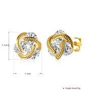 Triple Stone Knot Stud Earring in 18K Gold Plated with  Crystals