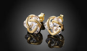 14K Gold Plating  Elements Twisted 3-Stone Stud Earrings- Options Available