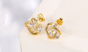 14K Gold Plating  Elements Twisted 3-Stone Stud Earrings- Options Available