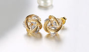 14K Gold Plating  Elements Twisted 3-Stone Stud Earrings- Options Available