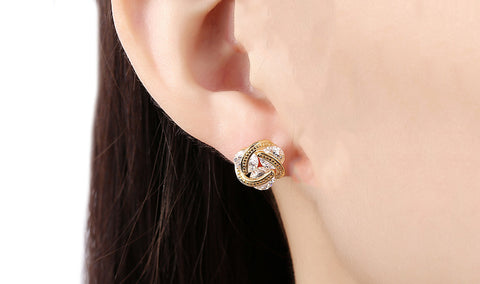 14K Gold Plating  Elements Twisted 3-Stone Stud Earrings- Options Available