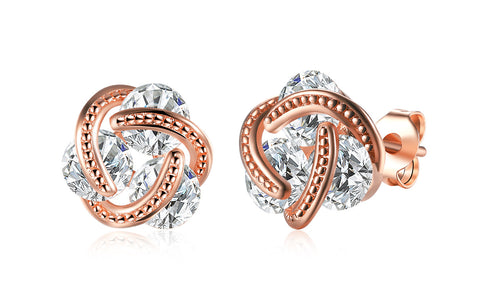 14K Gold Plating  Elements Twisted 3-Stone Stud Earrings- Options Available