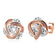 Swarovski Crystal Knot Stud Earrings Set in Rose Gold - ALILY  www..com fashion jewelry for women