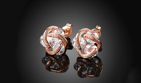 14K Gold Plating  Elements Twisted 3-Stone Stud Earrings- Options Available