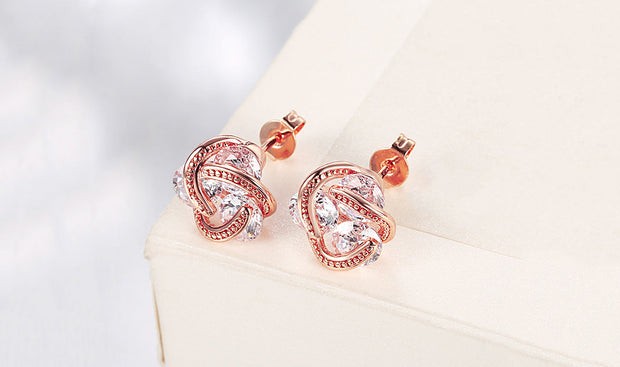 14K Gold Plating  Elements Twisted 3-Stone Stud Earrings- Options Available