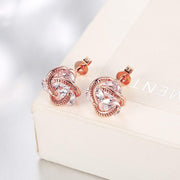 Swarovski Crystal Knot Stud Earrings Set in Rose Gold - ALILY  www..com fashion jewelry for women