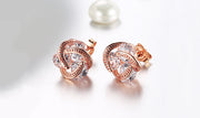 14K Gold Plating  Elements Twisted 3-Stone Stud Earrings- Options Available