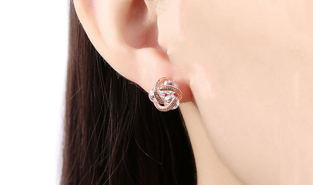 14K Gold Plating  Elements Twisted 3-Stone Stud Earrings- Options Available