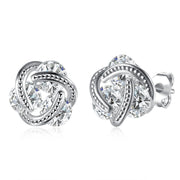 18K Gold Plated Mesh Knot Stud Earrings Made with Swarovski Elements, , ALILY , ALILY   jewelryjewelry deals, swarovski crystal jewelry, groupon jewelry,, jewelry for mom, 